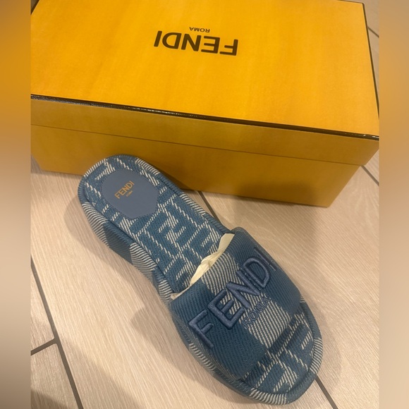 Fendi Shoes - New with box Fendi Sunshine Denim-Effect Jacquard Platform Slides size 40